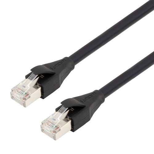 Category 7 10gig Ethernet Cable Assembly, S/FTP Braid with Individually Shielded Pairs, RJ45 Male/Plug, 26AWG Stranded, LSZH, Black, 3.0M