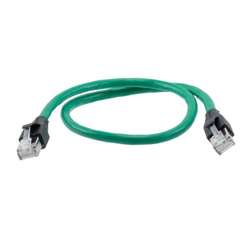 Category 7 10gig Ethernet Cable Assembly, S/FTP Shielded Pairs, RJ45 Male/Plug, 26AWG Stranded, PVC, Green, 15M