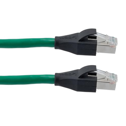 Category 7 10gig Ethernet Cable Assembly, S/FTP Shielded Pairs, RJ45 Male/Plug, 26AWG Stranded, PVC, Green, 1M