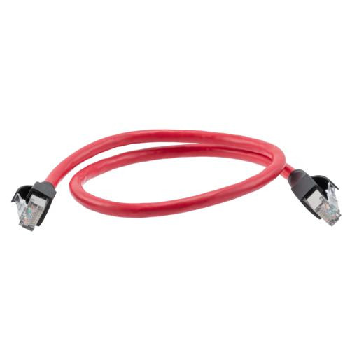 Category 7 10gig Ethernet Cable Assembly, S/FTP Shielded Pairs, RJ45 Male/Plug, 26AWG Stranded, PVC, Red, 3M