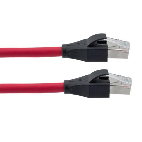 Category 7 10gig Ethernet Cable Assembly, S/FTP Shielded Pairs, RJ45 Male/Plug, 26AWG Stranded, LSZH, Red, 1M