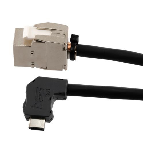 ix Low Smoke Zero Halogen Cable, Category 6a, F/UTP, Single Shielded, Right Angle Up ix A Plug To RJ45 Jack 26 AWG, CMX LSZH, Black, 1-meter
