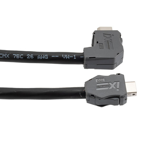 ix Low Smoke Zero Halogen Cable, Category 6a, F/UTP, Single Shielded, Right Angle Down ix A Plug To ix A Plug 26AWG CMX LSZH, Black, 1-meter