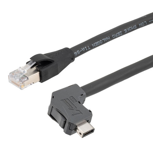 ix Low Smoke Zero Halogen Cable, Category 6a, F/UTP, Single Shielded, Right Angle Down ix A Plug To RJ45 Plug 26AWG CMX LSZH, Black, 3-meter