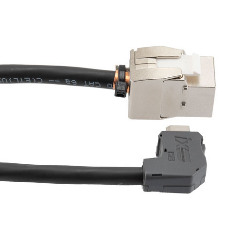 ix Low Smoke Zero Halogen Cable, Category 6a, F/UTP, Single Shielded, Right Angle Down ix A Plug To RJ45 Jack 26AWG CMX LSZH, Black, 3-meter