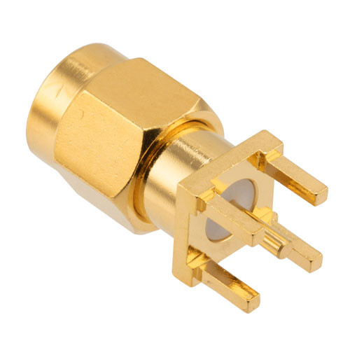 RF PCB Connector, SMA, Male,  Up to 18 GHz, Through Hole, Straight, 0.2 INCH X 0.063 INCH Hole spacing