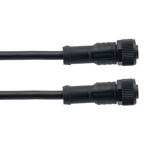 IP68 Waterproof M12 5 Position B-code, Sensor Signal Cable, Light Weight Plastic Nut, 22AWG, PVC, Female To Female, Black, 5M