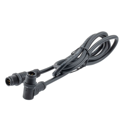 IP68 Waterproof M12 5 Position B-code, Sensor Signal Cable, Light Weight Plastic Nut, 22AWG, PVC, Male To Right Angle Male, Black, 1M