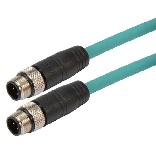 Category 5e M12 4 Position D code SF/UTP Industrial Cable, M12 M / M12 M, 1.0m