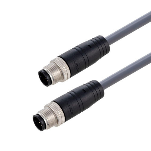 M12 8 Position A-code Industrial Outdoor Assembly, PVC Jacket, M/M, Gray, 3.0M