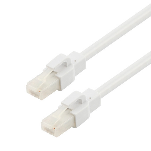 Category 6a 10gig Ethernet Antibacterial Antimicrobial Cable Assembly, RJ45 Male/Plug, 24AWG Stranded, U/UTP, CM PVC Jacket, White, 2F
