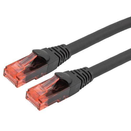 Category 6a 10gig Tangle Free Flexible Ethernet Cable Assembly, RJ45 Male/Plug, UTP Shielded Pairs, 24AWG Stranded, CM PVC, Black, 7FT