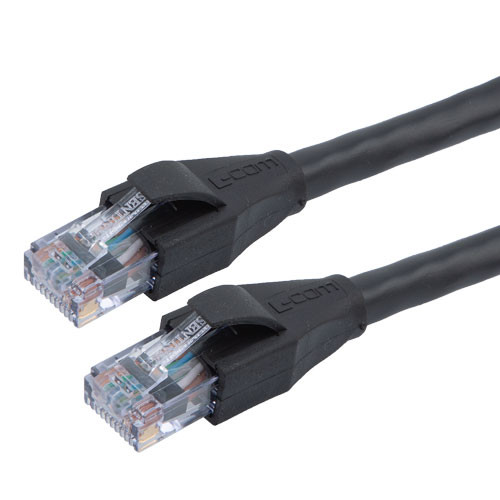 Category 5e Ethernet Cable Assembly, UTP Outdoor Industrial CMX-CMR-PLTC-2463 PVC, RJ45 Male, 22AWG Solid 300V PoE, Black, 250FT