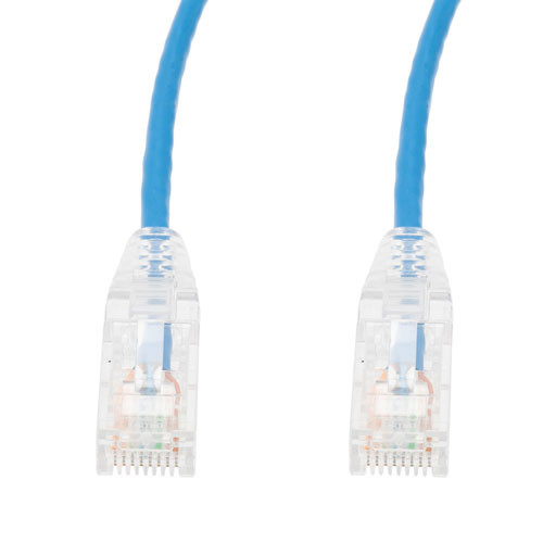 Category 6a 10gig Component Tested Slim Ethernet Patch Cable Assembly, 28AWG Stranded, RJ45 Male Plug, CM PVC Jacket, Blue, 20FT