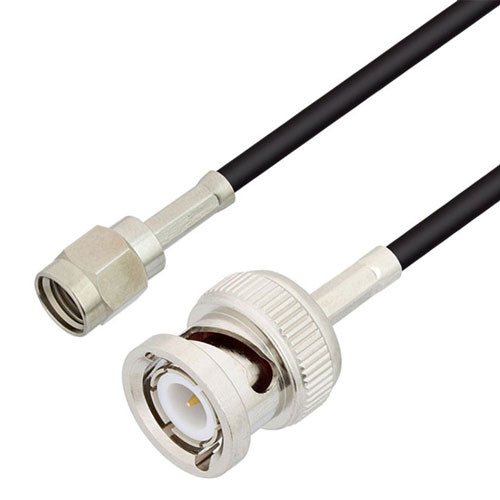 Reverse Polarity SMA Male to BNC Male Cable Assembly using RG174 Coax, 6 FT , LF Solder
