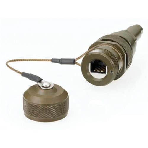 Cat6, RJ45 In-line Receptacle, Zinc-Nickel finish with Grounding Shield and Dust Cap