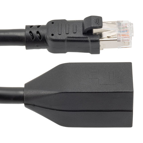 Category 8 40gig Extension Cable Assembly, RJ45 Male Plug to Female Jack, S/FTP Double Shielded, 24AWG Stranded, Black, 3F