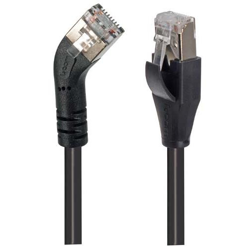 Category 6 Shielded 45° Patch Cable, Straight/Left 45° Angle, Black 10.0 ft