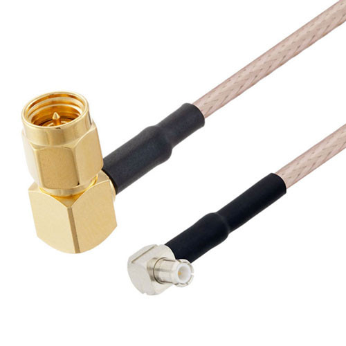 SMA Male Right Angle to MCX Plug Right Angle Cable Assembly using RG-316 Coax, 6 FT