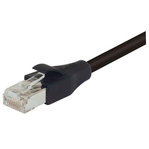 Double Shielded LSZH 26 AWG Stranded Cat 6 RJ45/RJ45 Patch Cord, Black, 15.0 Ft