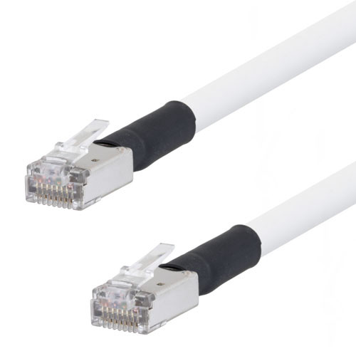 Shielded Cat 6 Cable, RJ45 / RJ45 Plenum Jacket, White 10.0 ft