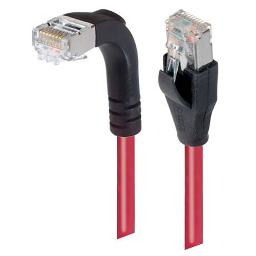 Category 6 Shielded LSZH Right Angle Patch Cable, Straight/Right Angle Down, Red, 1.0 ft