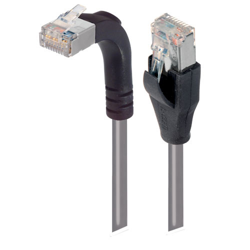 Category 6 Shielded LSZH Right Angle Patch Cable, Straight/Right Angle Up, Gray, 10.0 ft