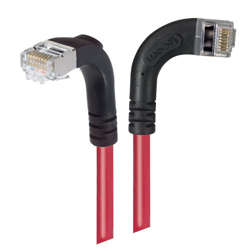 Category 6 Shielded LSZH Right Angle Patch Cable, Right Angle Right/Right Angle Down, Red, 5.0 ft