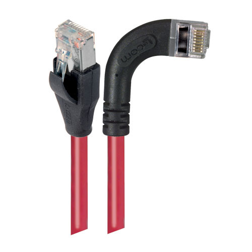 Category 6 Shielded LSZH Right Angle Patch Cable, Straight/Right Angle Right, Red, 15.0 ft