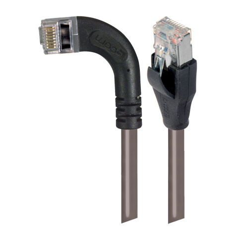 Category 6 Shielded LSZH Right Angle Patch Cable, Straight/Right Angle Left, Gray, 25.0 ft