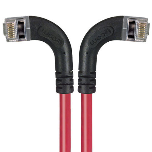 Category 6 Shielded LSZH Right Angle Patch Cable, Right Angle Left/Right Angle Right, Red, 25.0 ft
