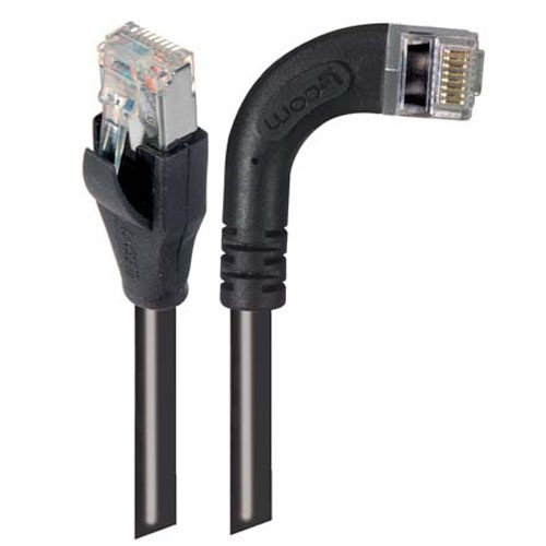 Shielded Category 6 Right Angle Patch Cable, Straight/Right Angle Right, Black, 1.0 ft