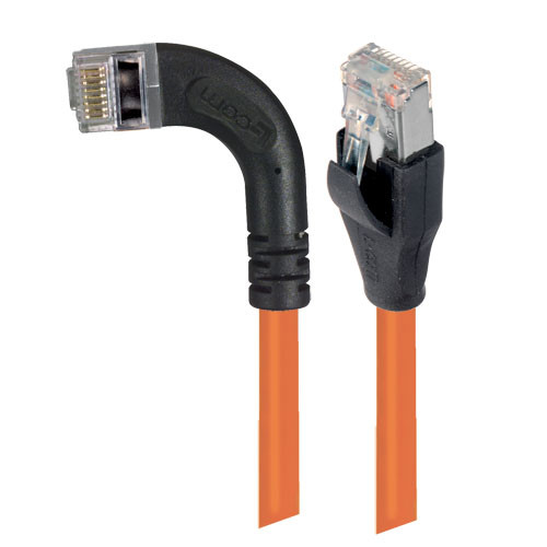 Shielded Category 6 Right Angle Patch Cable, Straight/Right Angle Left, Orange, 1.0 ft