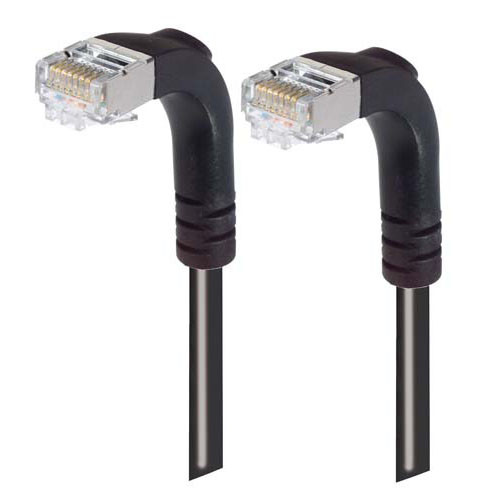 Shielded Category 6 Right Angle Patch Cable, Right Angle Down/Right Angle Down, Black, 2.0 ft