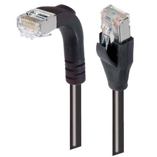 Shielded Category 6 Right Angle Patch Cable, Straight/Right Angle Down, Black, 3.0 ft