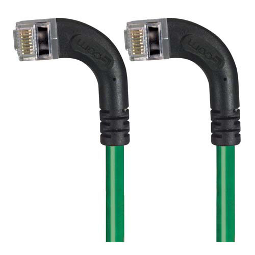 Shielded Category 6 Right Angle Patch Cable, Right Angle Left/Right Angle Left, Green, 3.0 ft