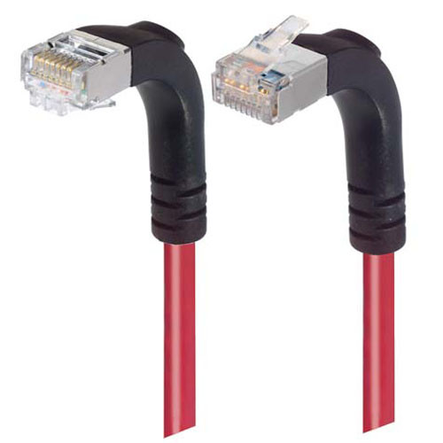 Shielded Category 6 Right Angle Patch Cable, Right Angle Down/Right Angle Up, Red, 3.0 ft