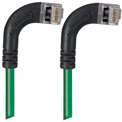 Shielded Category 6 Right Angle Patch Cable, Right Angle Right/Right Angle Right, Green, 3.0 ft