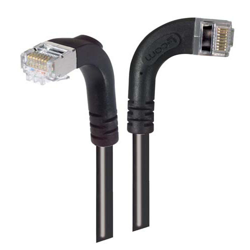 Shielded Category 6 Right Angle Patch Cable, Right Angle Right/Right Angle Down, Black, 2.0 ft