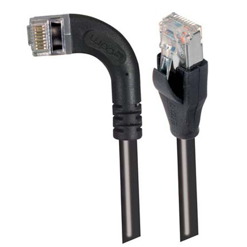 Shielded Category 6 Right Angle Patch Cable, Straight/Right Angle Left, Black, 5.0 ft