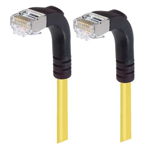 Shielded Category 6 Right Angle Patch Cable, Right Angle Down/Right Angle Down, Yellow, 5.0 ft