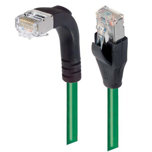 Shielded Category 6 Right Angle Patch Cable, Straight/Right Angle Down, Green, 7.0 ft