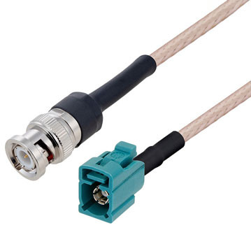 BNC Male to FAKRA Jack Cable Assembly using RG316 Coax, 2 FT with HeatShrink