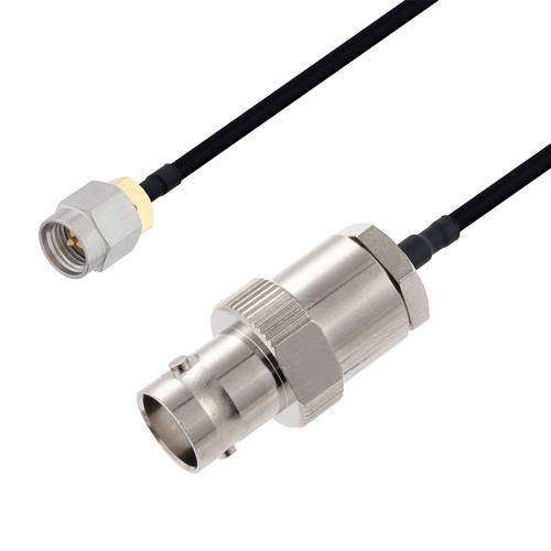 SMA Male to BNC Female Cable Assembly using LC141TBJ Coax, 1.5 FT