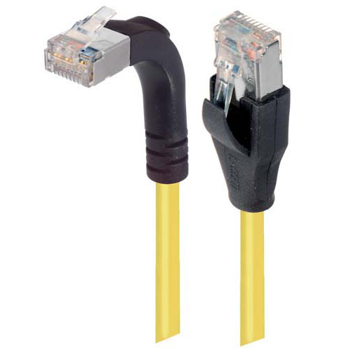 Shielded Category 6 Right Angle Patch Cable, Straight/Right Angle Up, Yellow, 10.0 ft