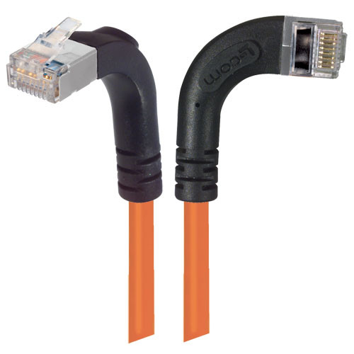 Shielded Category 6 Right Angle Patch Cable, Right Angle Right/Right Angle Up, Orange, 5.0 ft