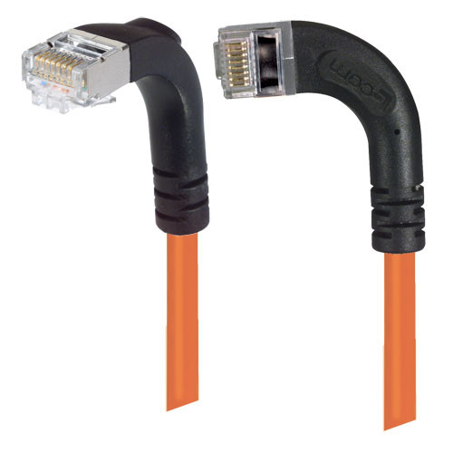 Shielded Category 6 Right Angle Patch Cable, Right Angle Left/Right Angle Down, Orange, 5.0 ft