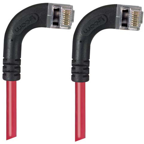 Shielded Category 6 Right Angle Patch Cable, Right Angle Right/Right Angle Right, Red, 5.0 ft