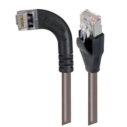 Shielded Category 6 Right Angle Patch Cable, Straight/Right Angle Left, Gray, 15.0 ft