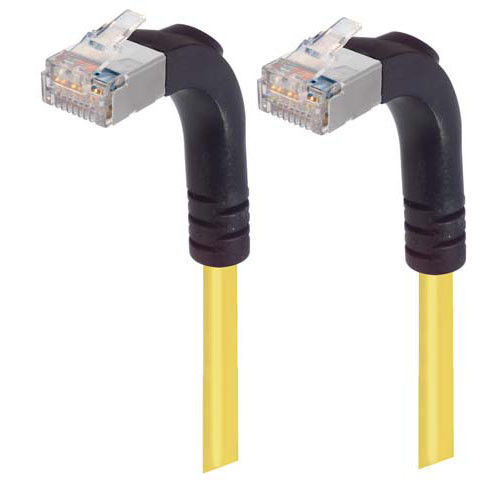 Shielded Category 6 Right Angle Patch Cable, Right Angle Up/Right Angle Up, Yellow, 7.0 ft